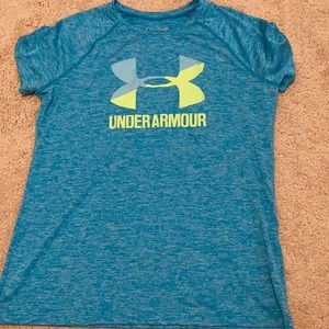 Blue and green under armour shirt